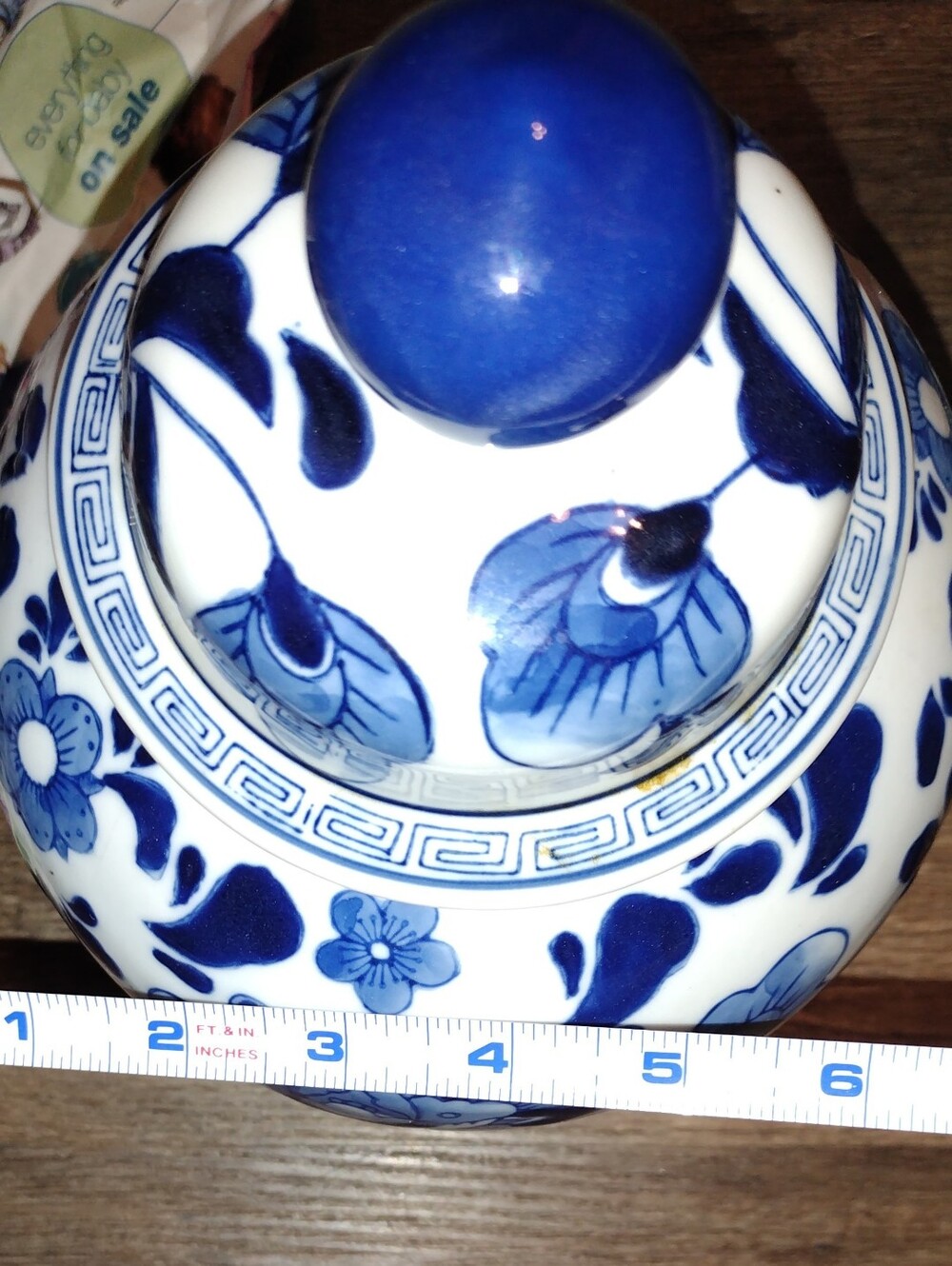 Blue and White Floral Lotus Peony Porcelain Ginger Jar - Picture 8 of 8